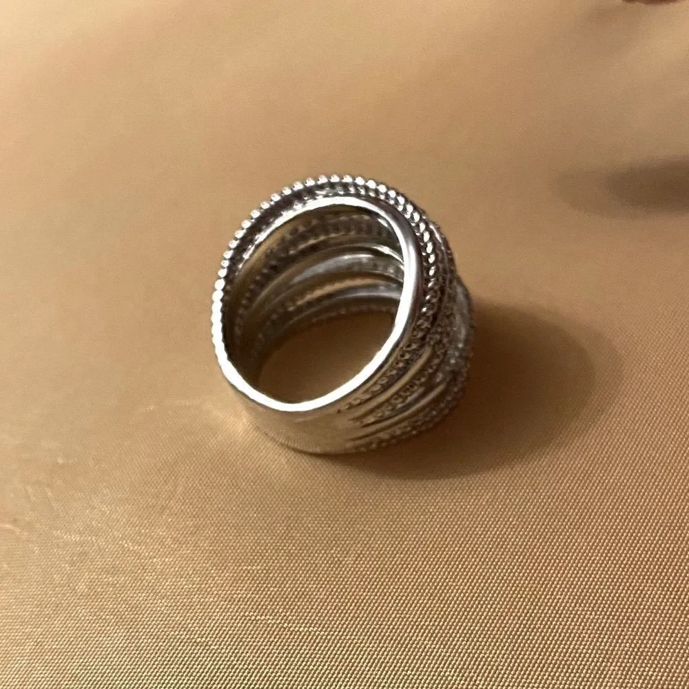The Moderne Statement band ring in 925 & white sapphire sz 5